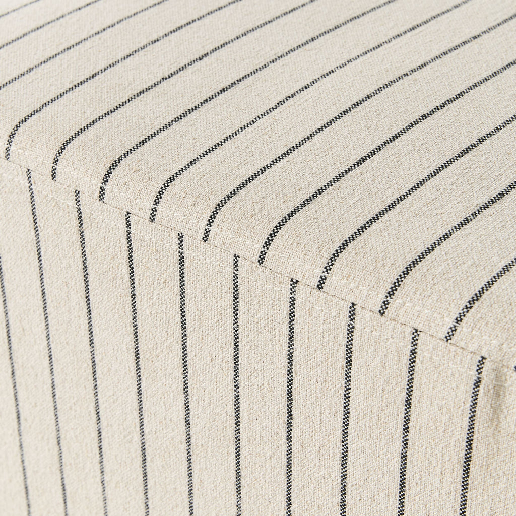 Square Linen Stripe Ottoman Coastal Style