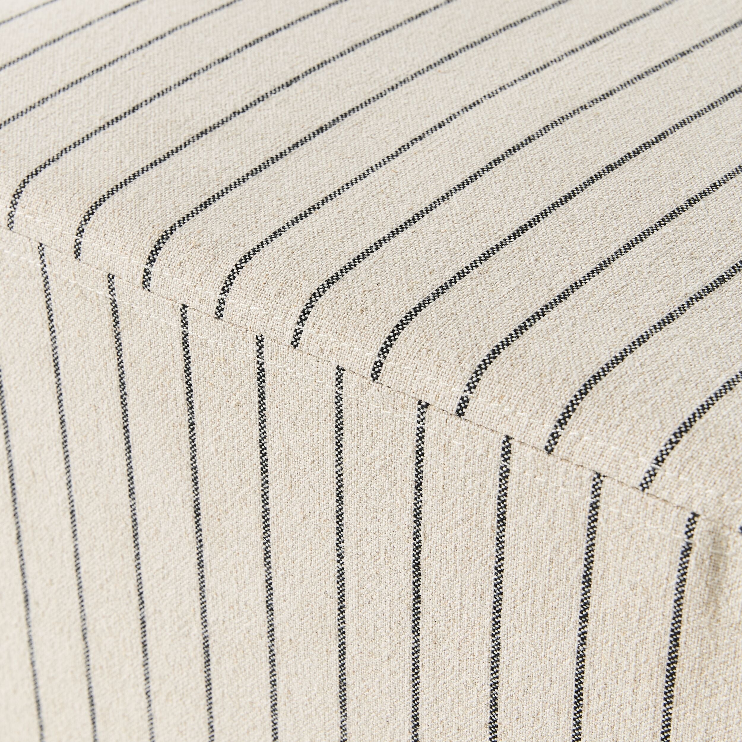 Square Linen Stripe Ottoman Coastal Style