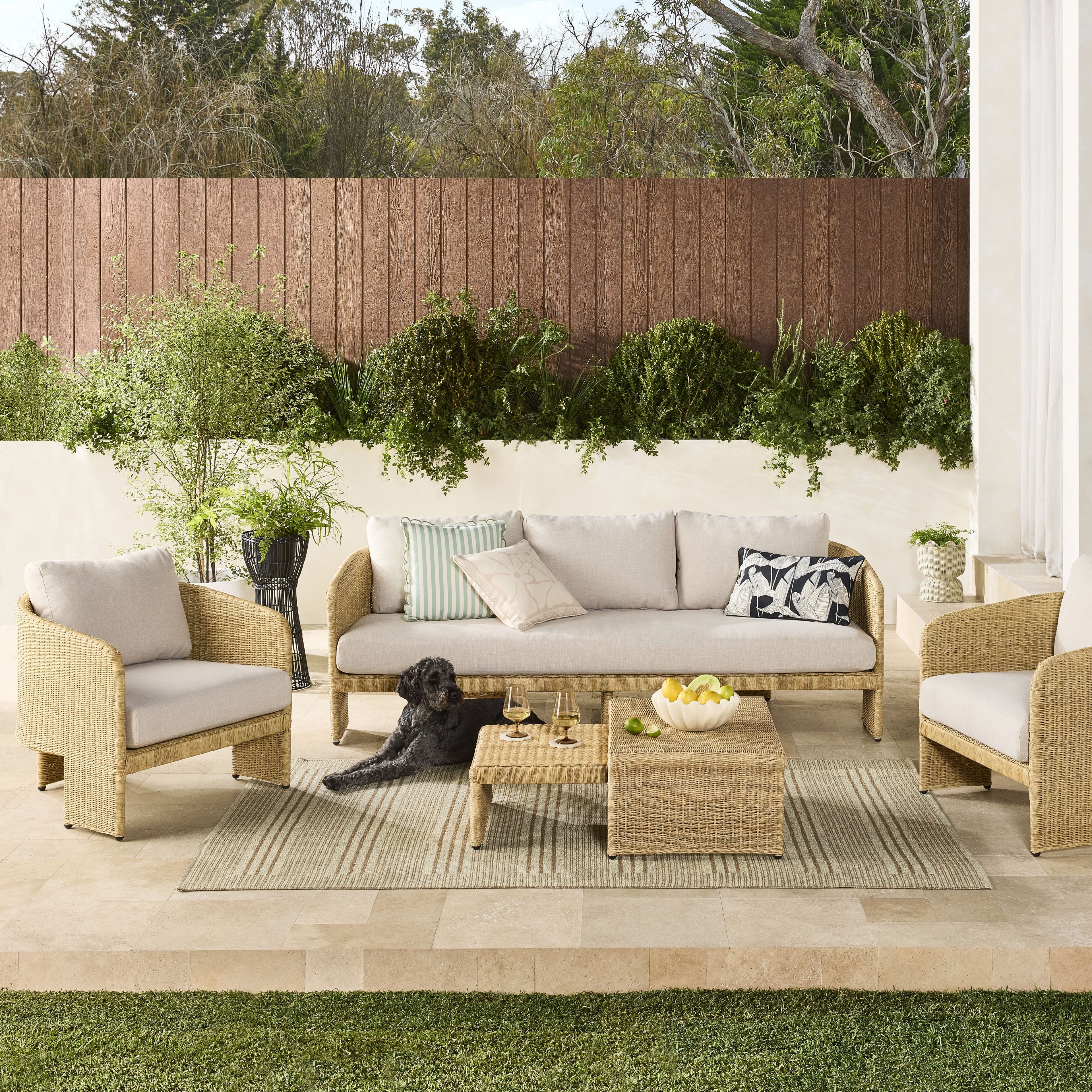 Synthetic Wicker Outdoor Armchair Natural Sand