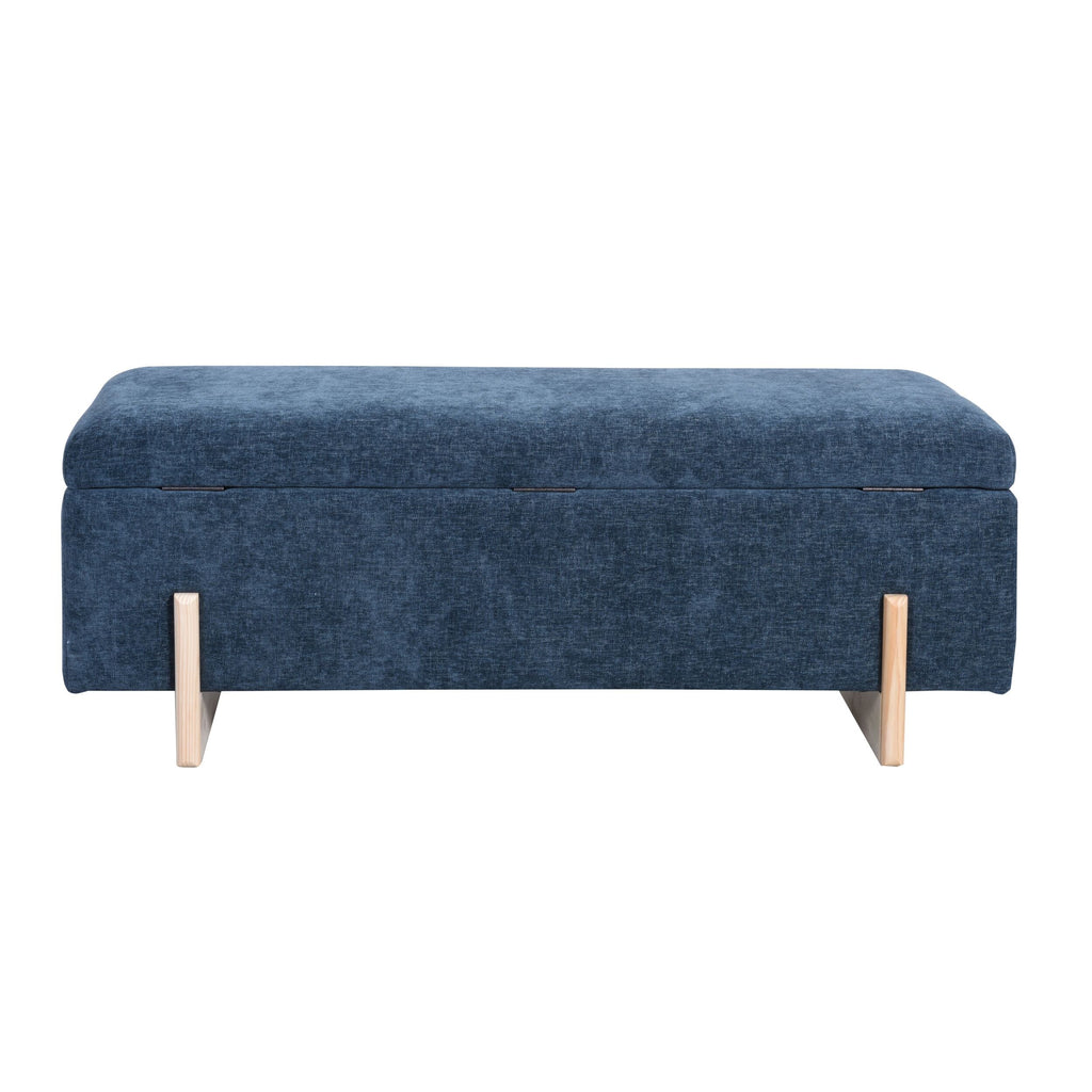 Chenille Storage Bench Mineral Blue