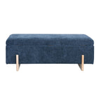 Banc de rangement en chenille bleu minéral