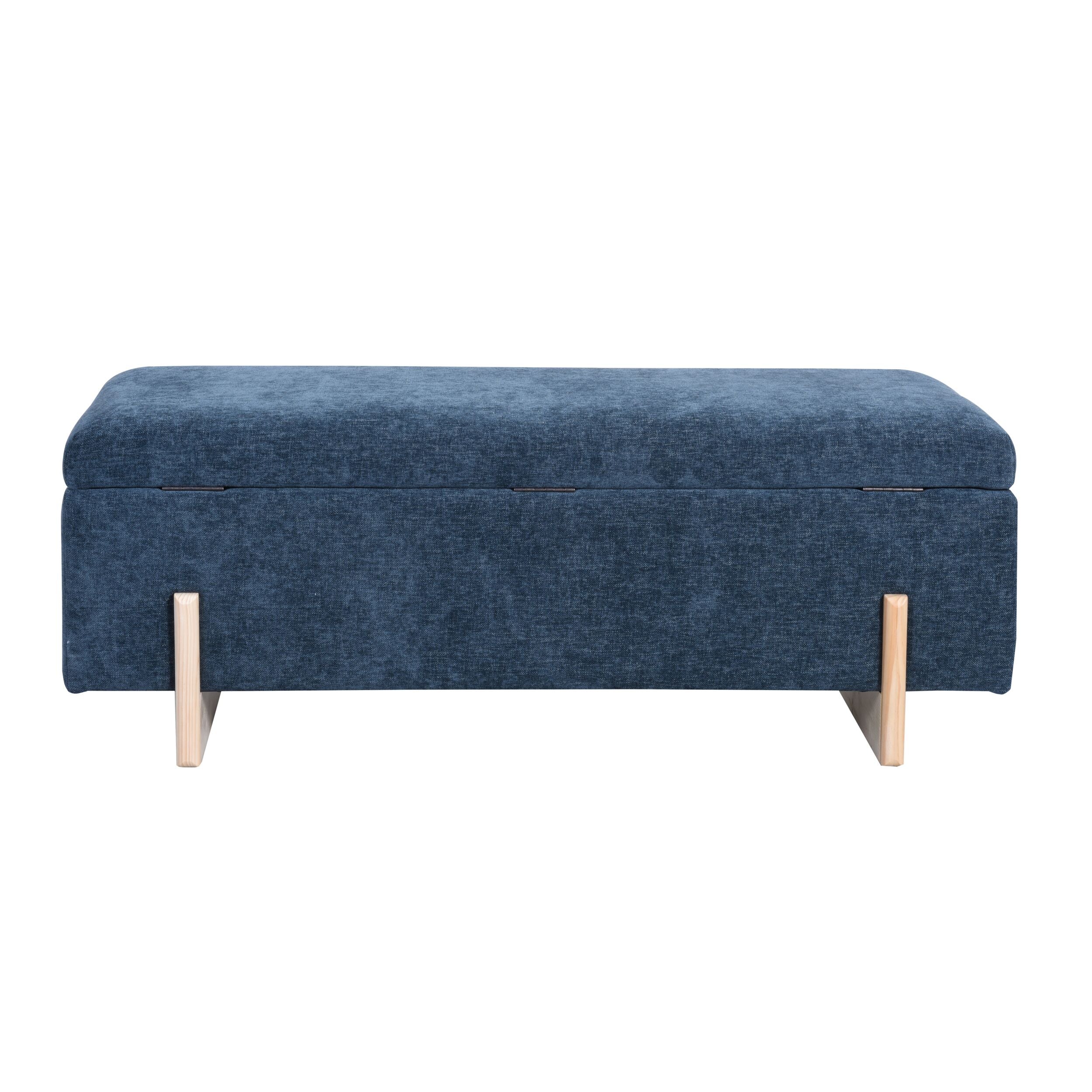 Chenille Storage Bench Mineral Blue