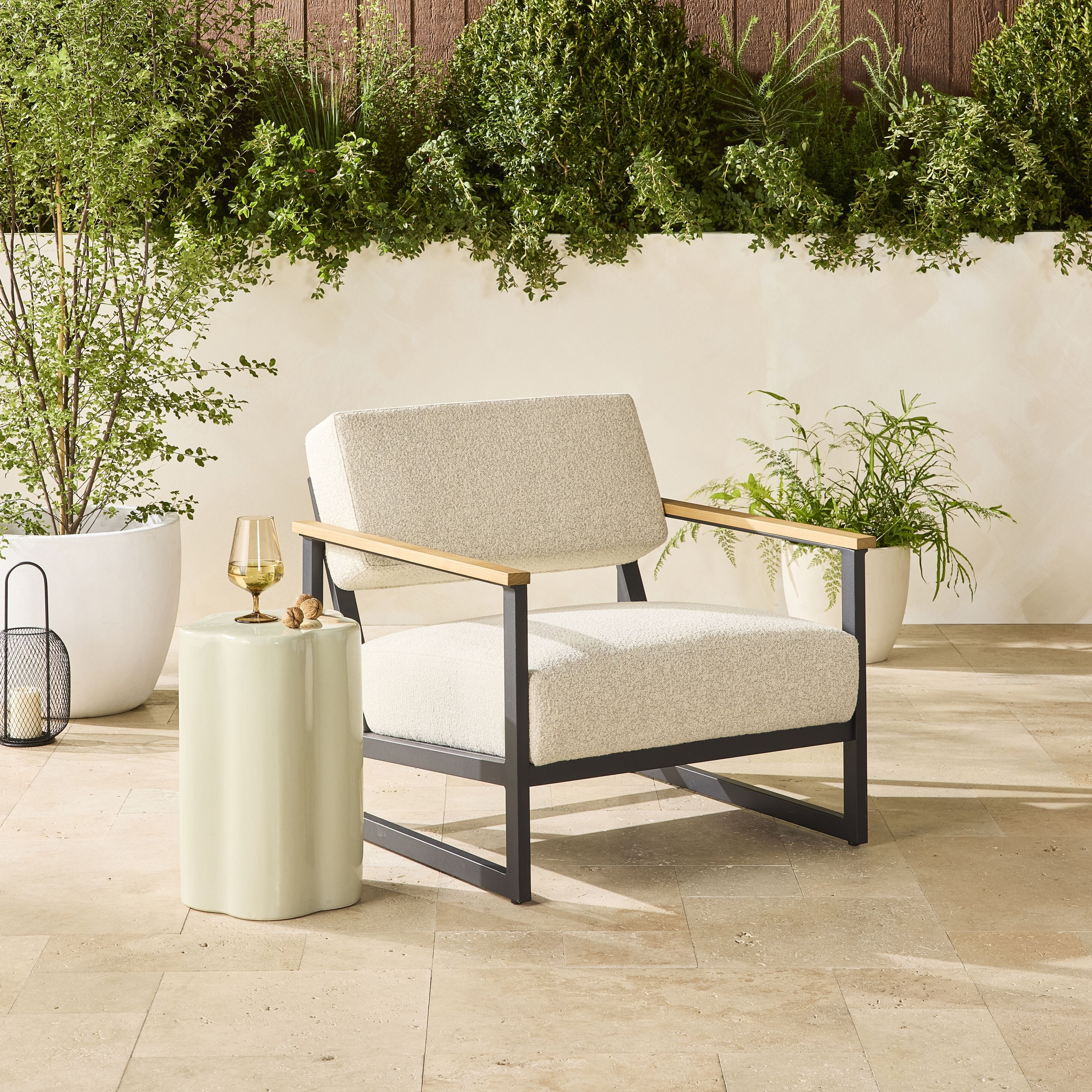 Micro Boucle Indoor Outdoor Armchair Natural