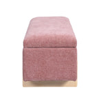 Banc de rangement en chenille rose