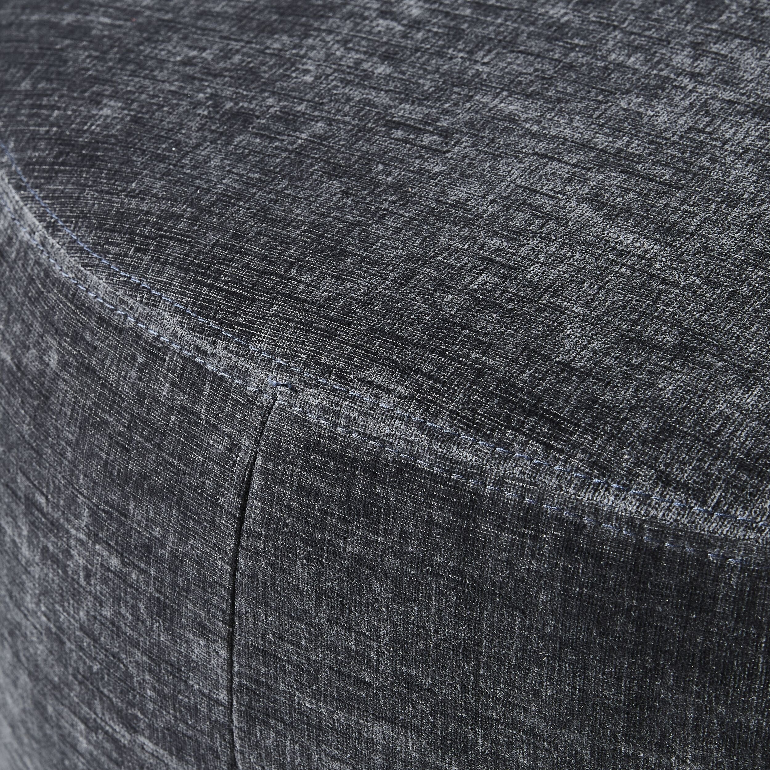 Large Round Fabric Ottoman Shadow Black