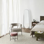 Repose-pieds rond en tissu rose vif