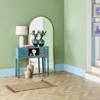 Console de style chinois 2 portes 6 tiroirs turquoise
