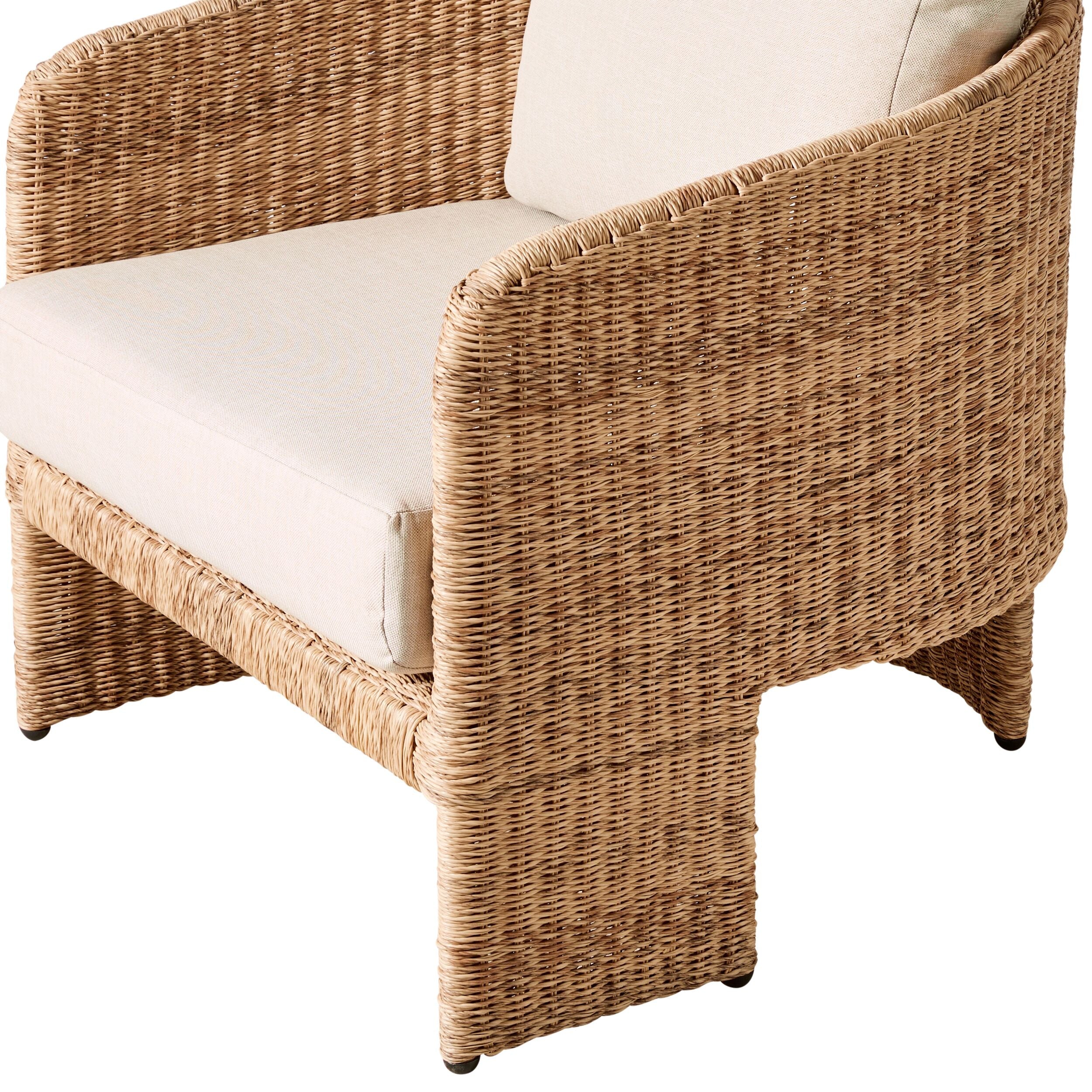 Synthetic Wicker Outdoor Armchair Natural Sand