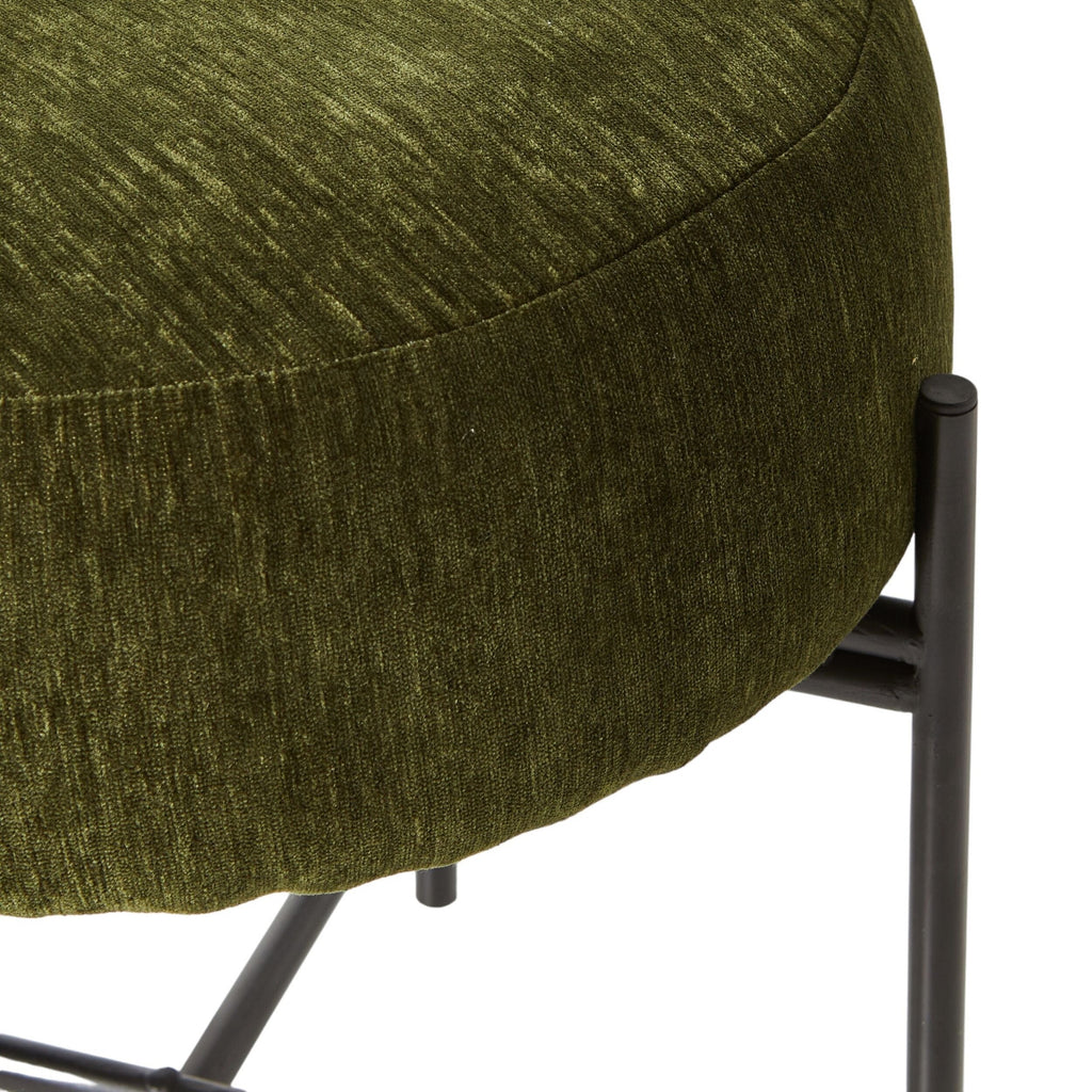 Round Fabric Footstool Sage Green