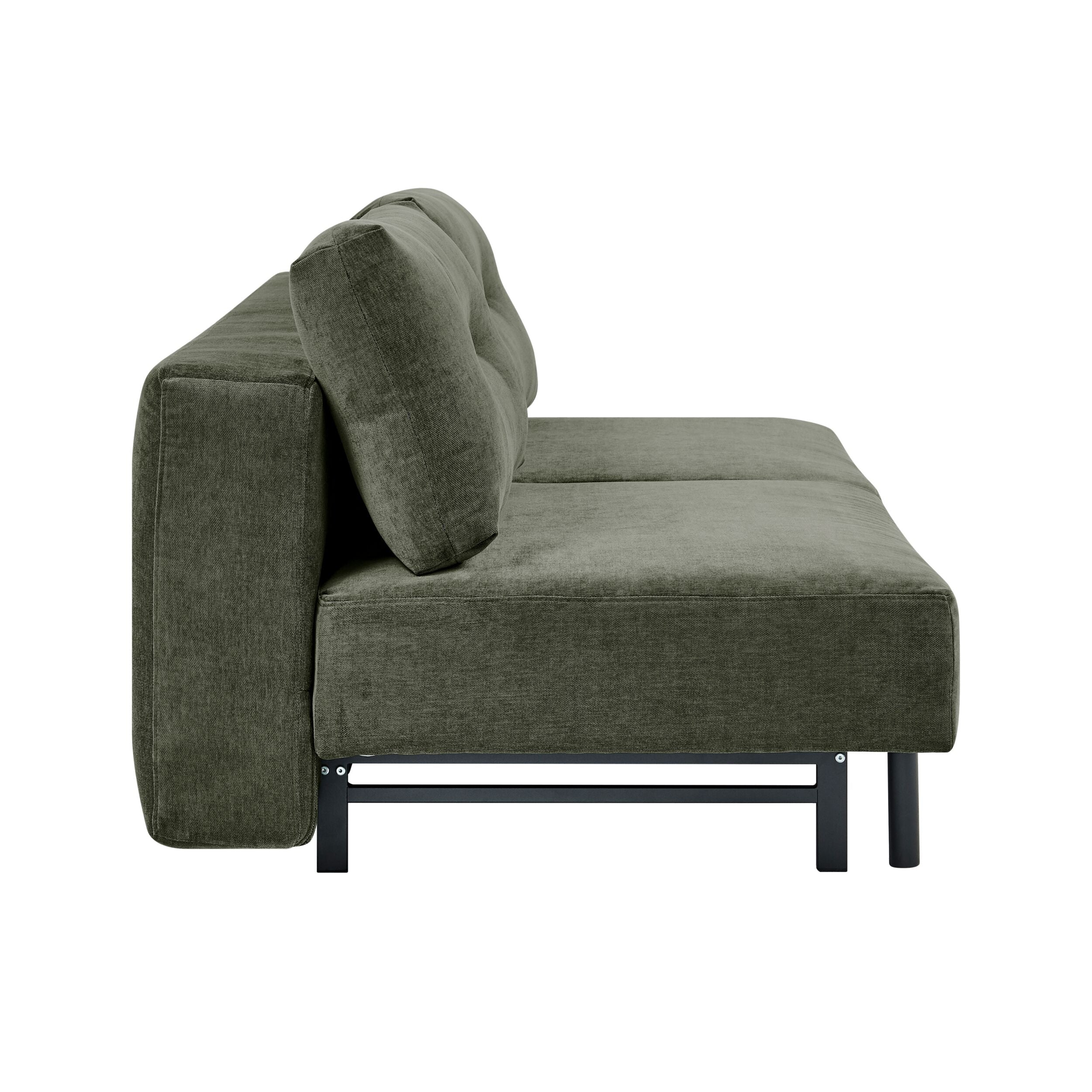 Mid-Century Pull-Out Sofa Bed Dark Green