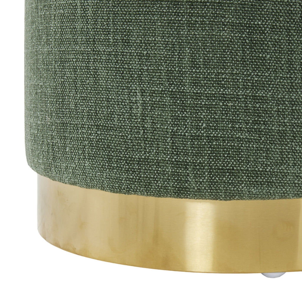 Round Fabric Ottoman Moss Green