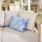 Coussin d'extérieur réversible récif de corail 35x55cm