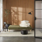 Canapé convertible clic-clac en tissu texturé vert olive
