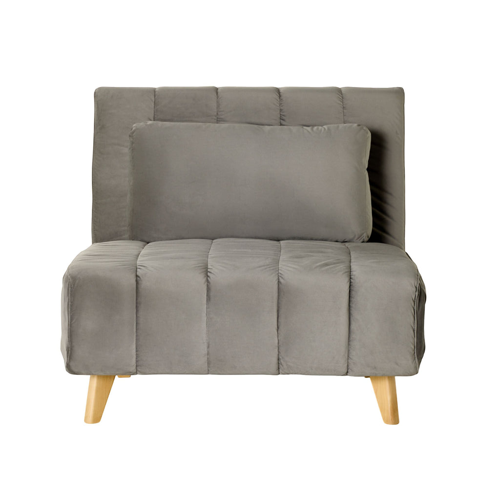 Velvet Single Sofa Bed Graphite Armless