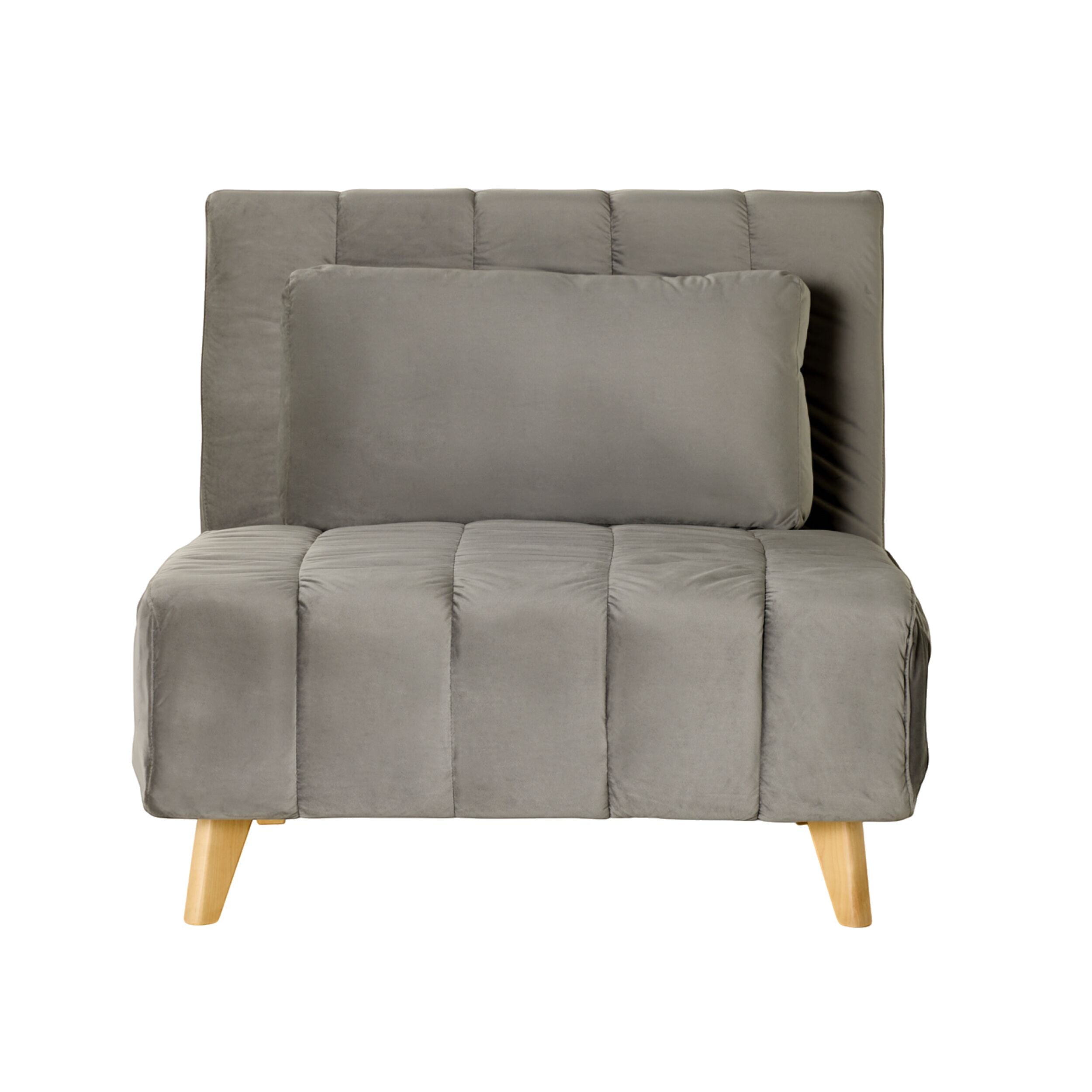 Velvet Single Sofa Bed Graphite Armless