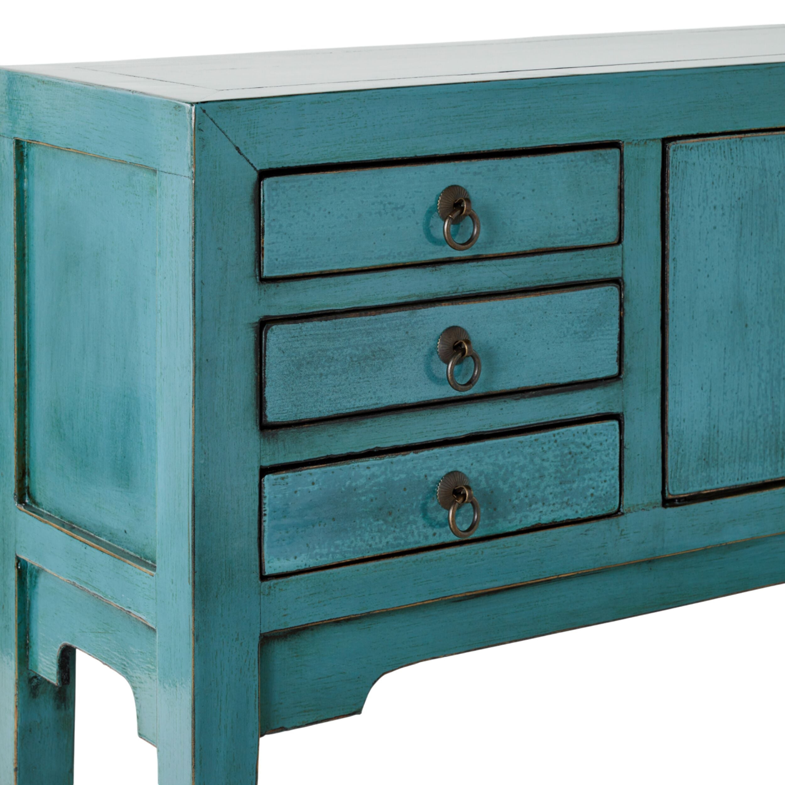 Chinese-Style Console 2 Door 6 Drawer Turquoise