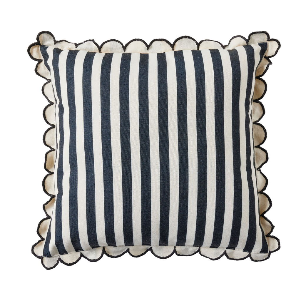 Scallop Edge Stripe Outdoor Cushion 45x45cm Black
