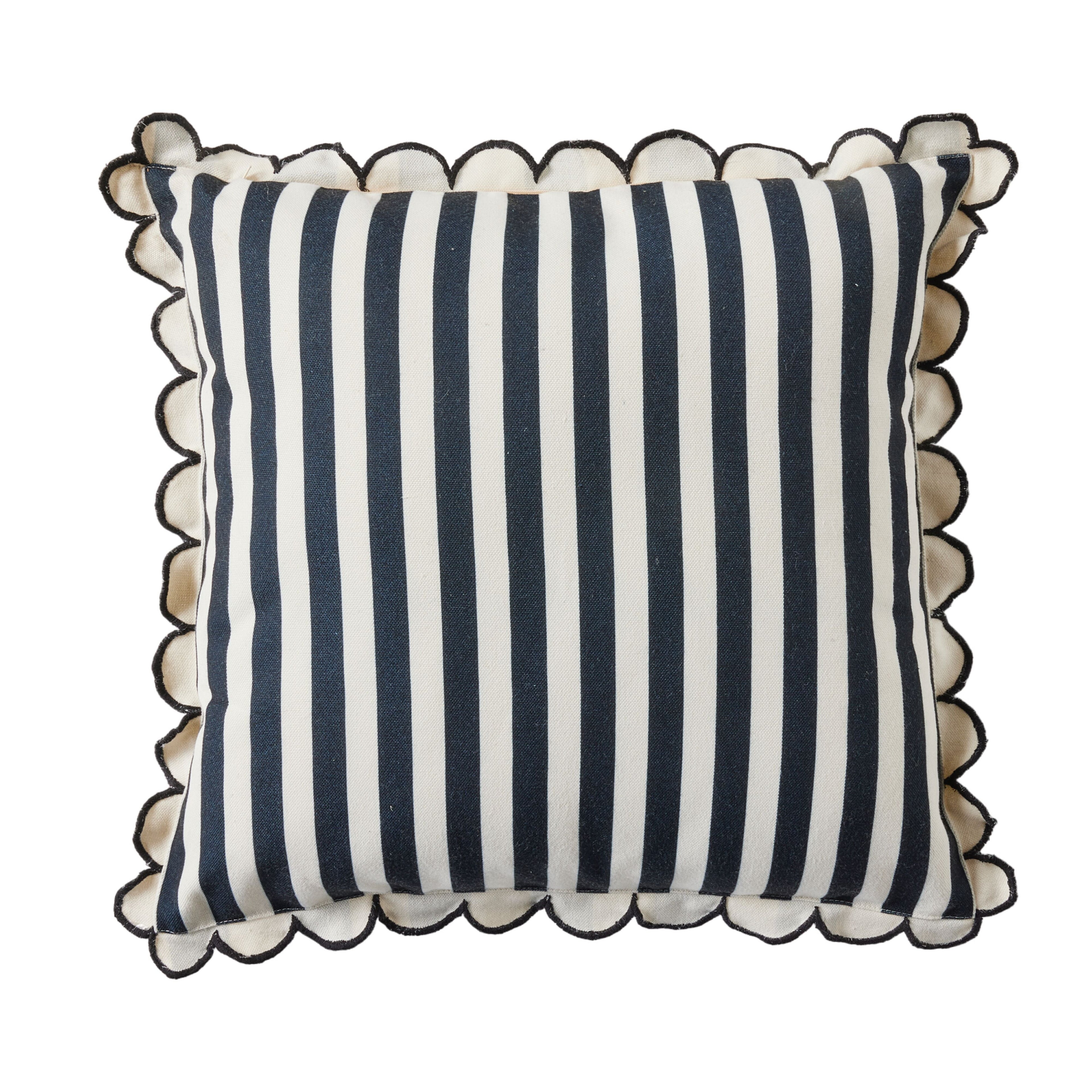 Scallop Edge Stripe Outdoor Cushion 45x45cm Black