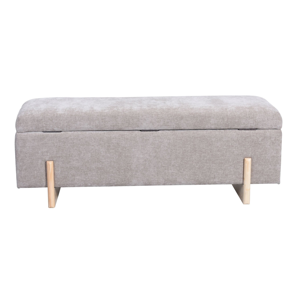 Chenille Storage Bench Flax Taupe