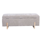Banc de rangement en chenille lin taupe