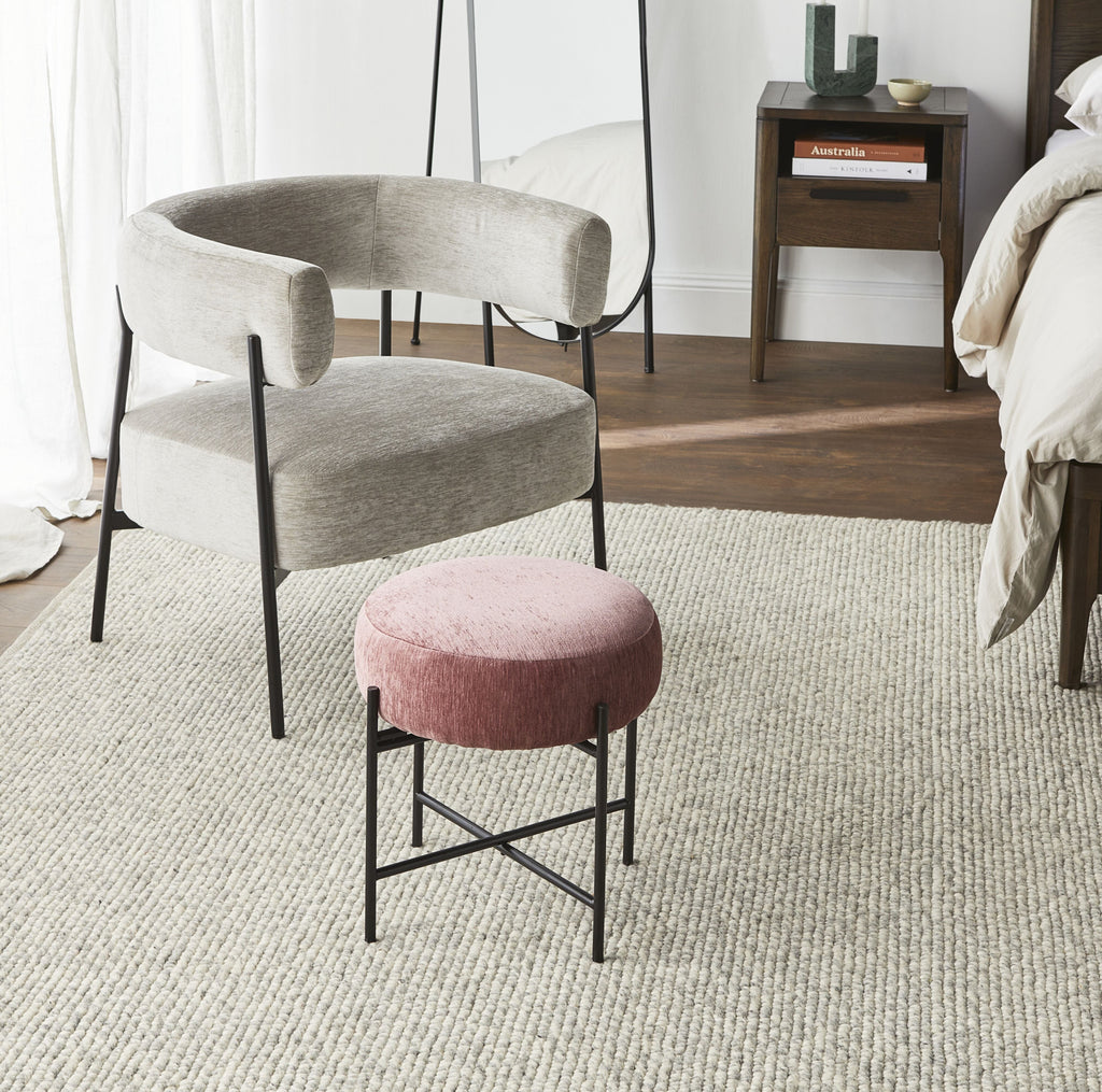 Round Fabric Footstool Rose Pink