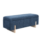Banc de rangement en chenille bleu minéral