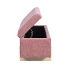 Banc de rangement en chenille rose