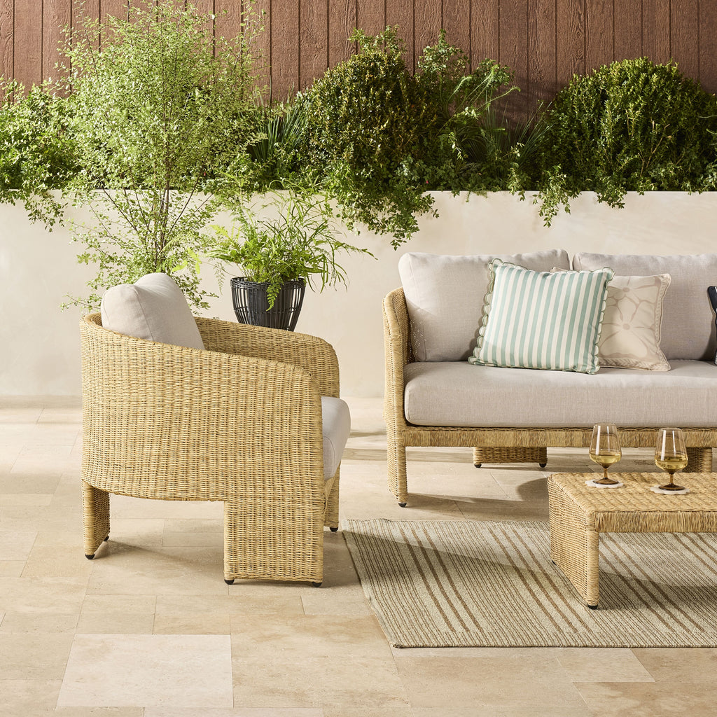Synthetic Wicker Outdoor Armchair Natural Sand