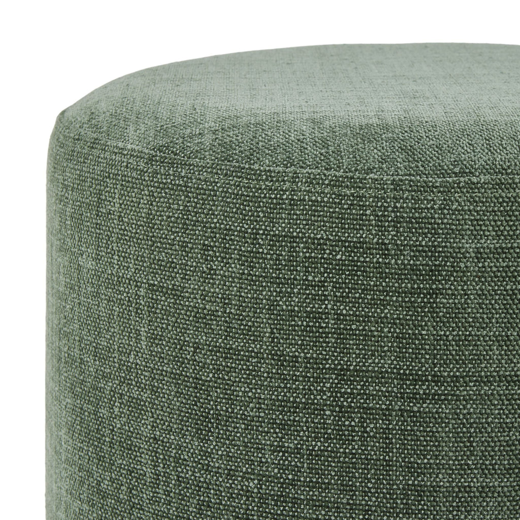 Round Fabric Ottoman Moss Green