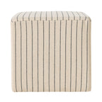 Pouf carré en lin rayé de style côtier