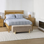 Banc de rangement en chenille lin taupe