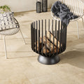 Open Frame Round Iron Fire Pit Matte Black 64cm