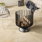 Brasero rond en fer à cadre ouvert, noir mat, 64 cm