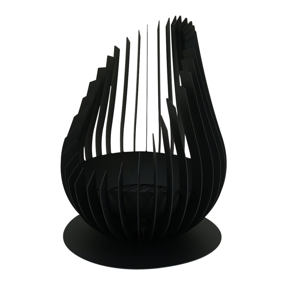 Tall Slat Iron Fire Pit Matte Black 60x75cm