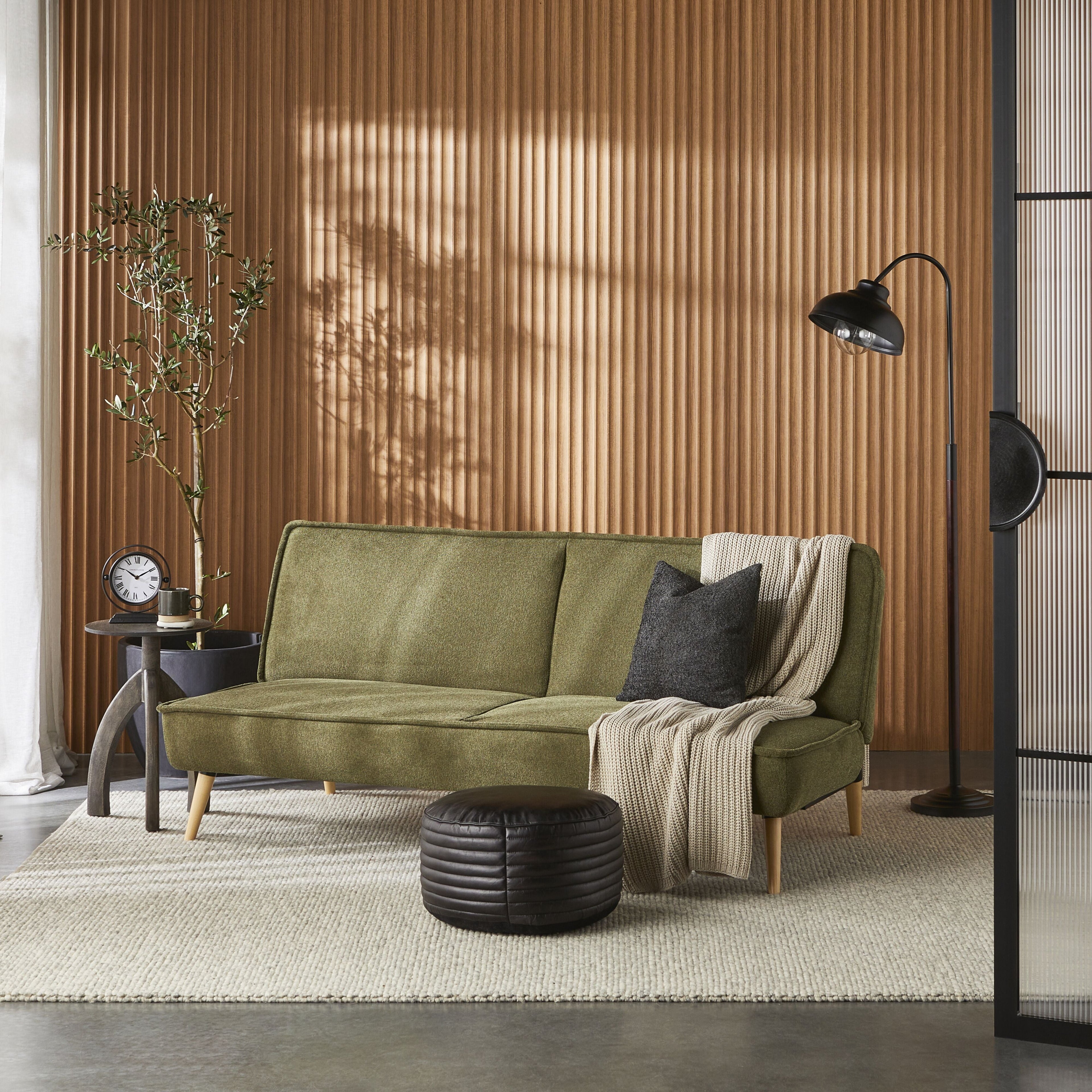Click-Clack Sofa Bed Olive Green Textured Weave