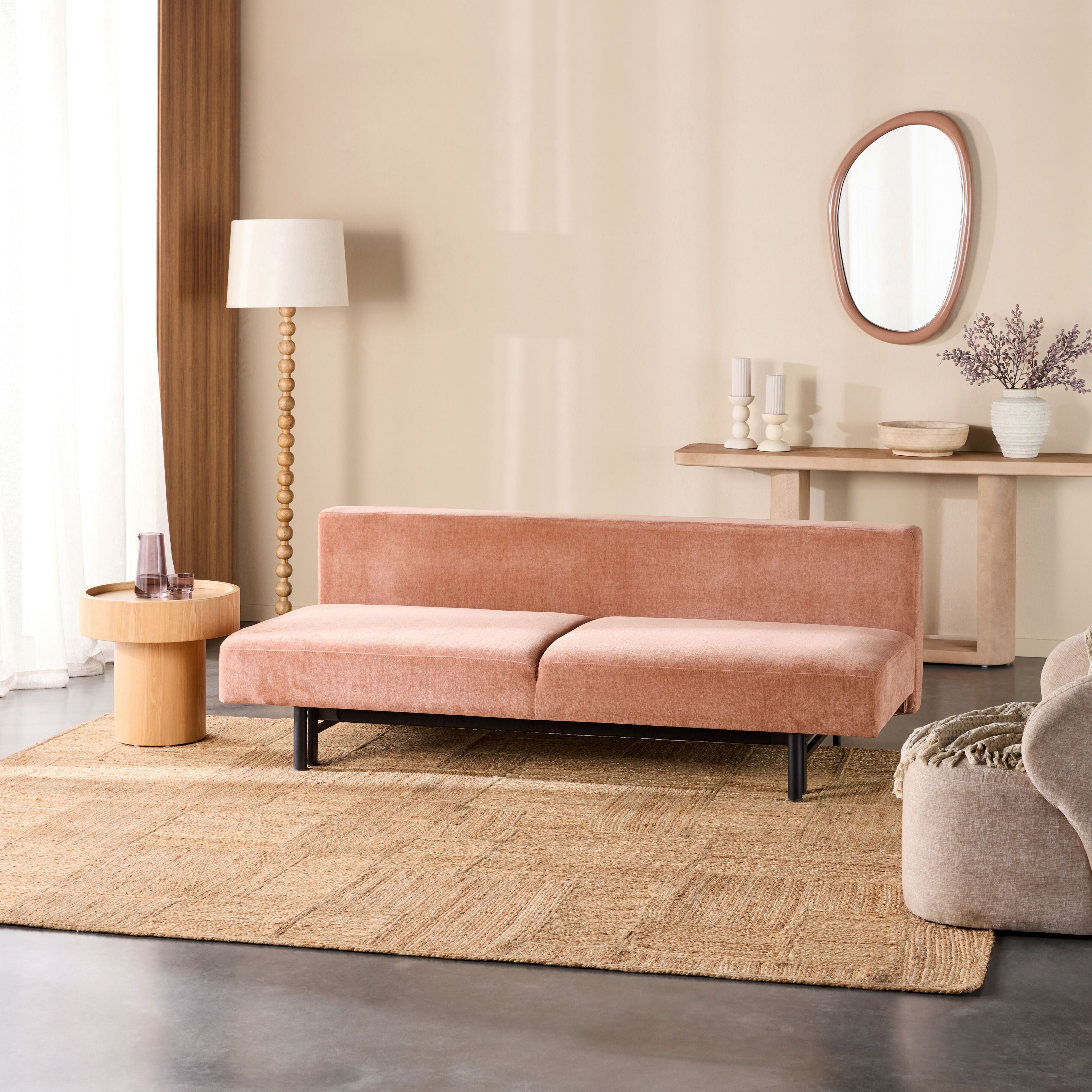 Pull-Out Sofa Bed with Pocket Springs Almond