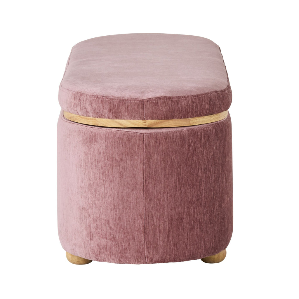 Textured Weave Storage Bench Blush Pink