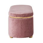 Banc de rangement en tissu texturé rose poudré
