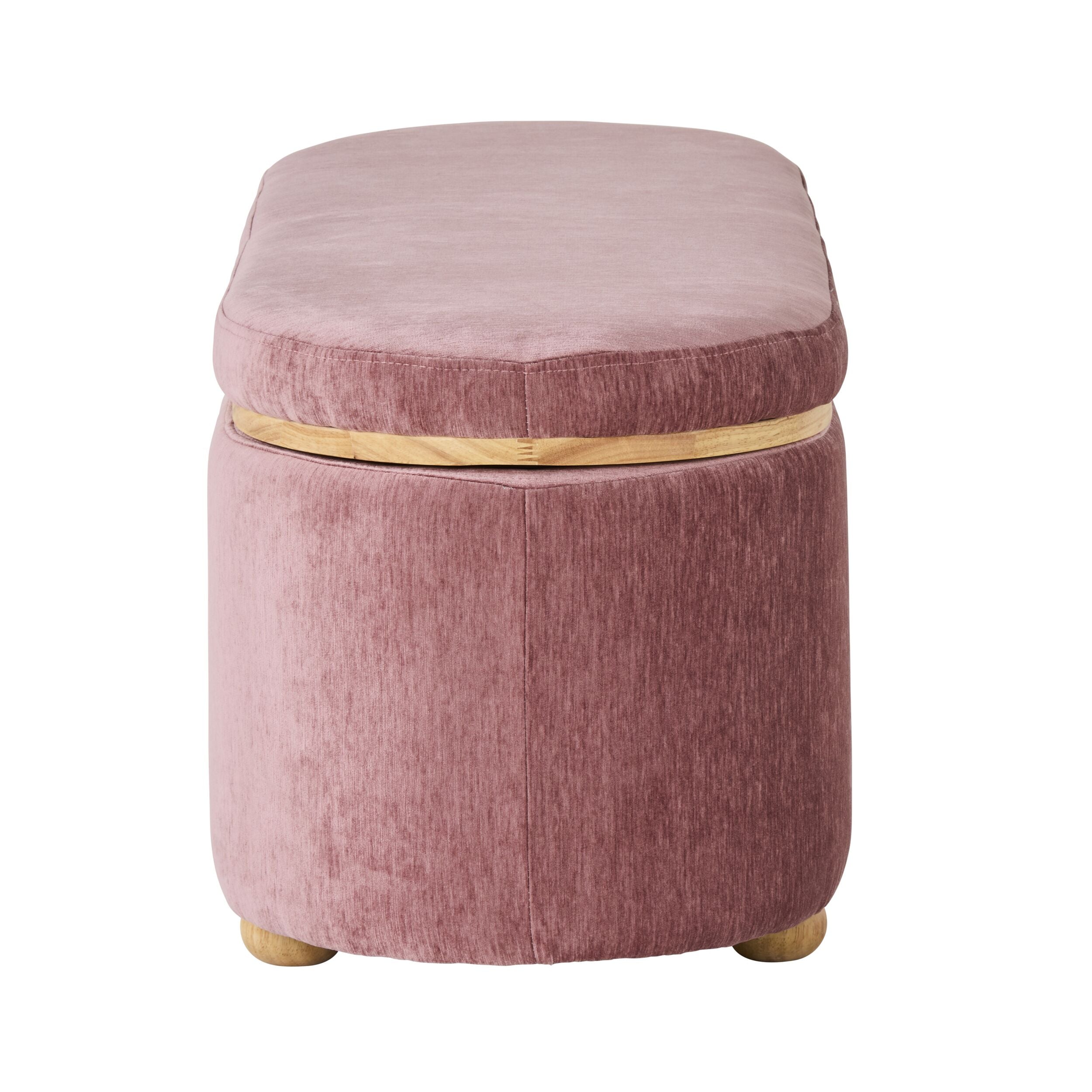 Textured Weave Storage Bench Blush Pink