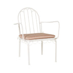 Chaise d'extérieur en fer festonnée blanche avec coussin rose