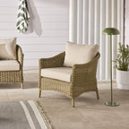 Fauteuil d'extérieur en osier naturel Hamptons