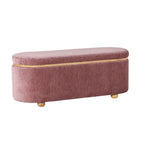 Banc de rangement en tissu texturé rose poudré