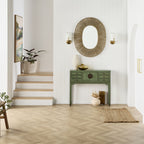 Console de style chinois à 2 portes et 6 tiroirs, vert sauge
