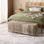 Coffre de rangement en rotin Kubu naturel 135 cm