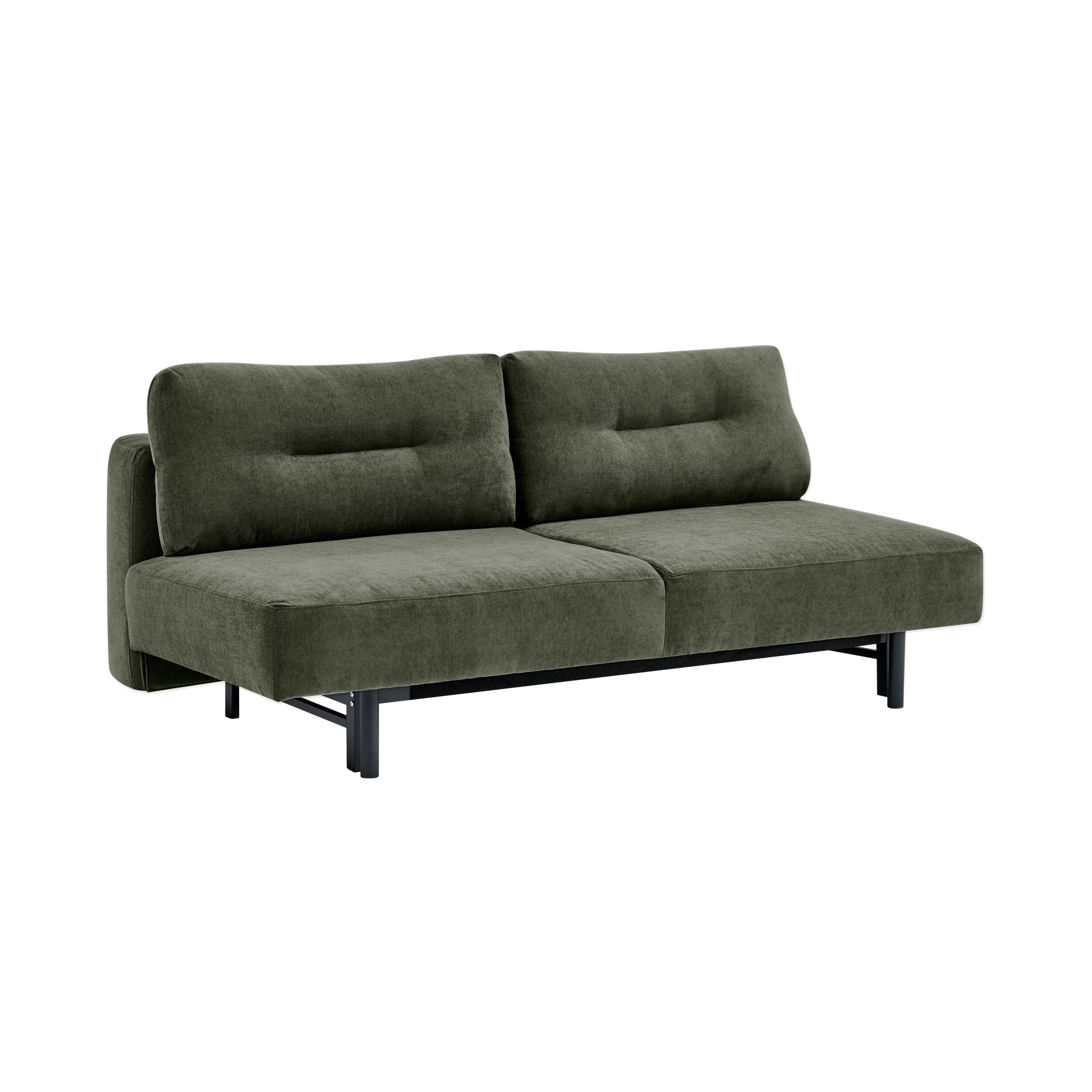 Mid-Century Pull-Out Sofa Bed Dark Green