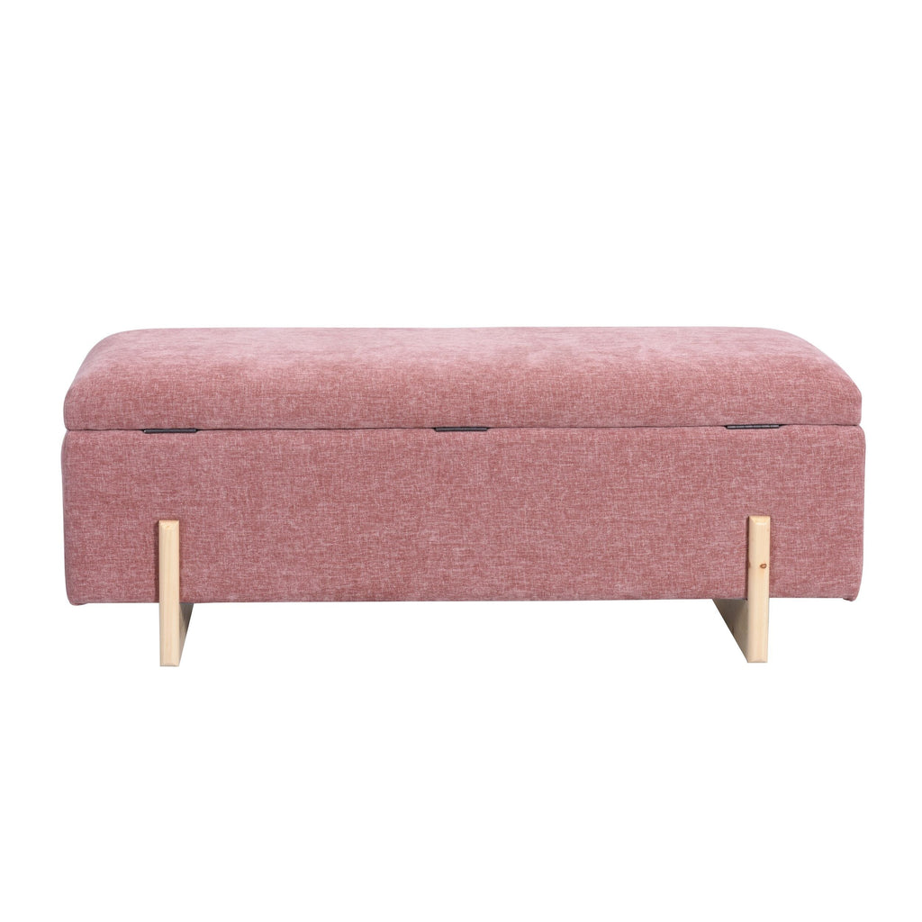 Chenille Storage Bench Rose Pink