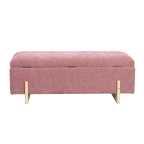 Banc de rangement en chenille rose