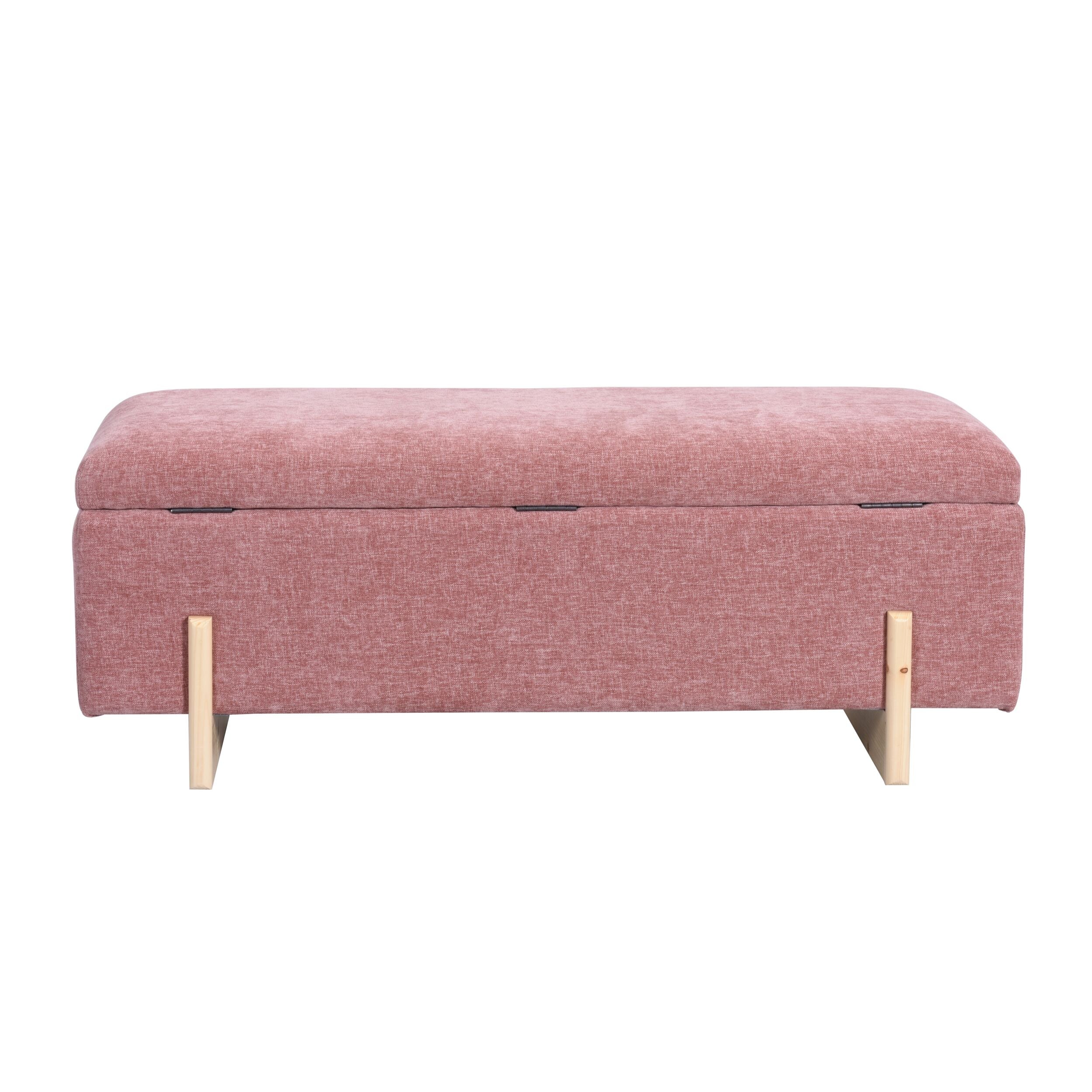 Chenille Storage Bench Rose Pink
