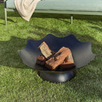 Brasero à bords ondulés en fer noir mat 78 cm