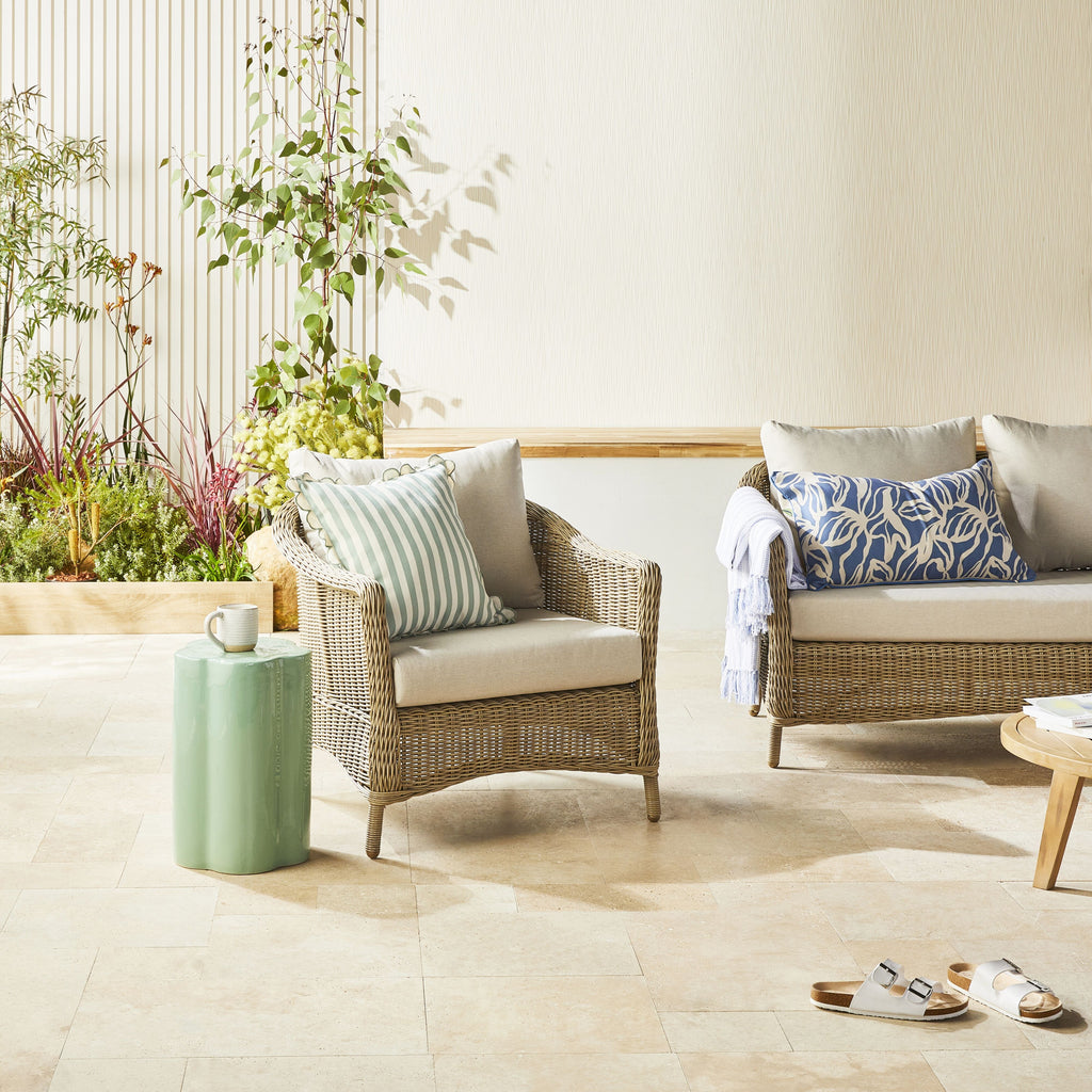 Hamptons Wicker Outdoor Armchair Natural